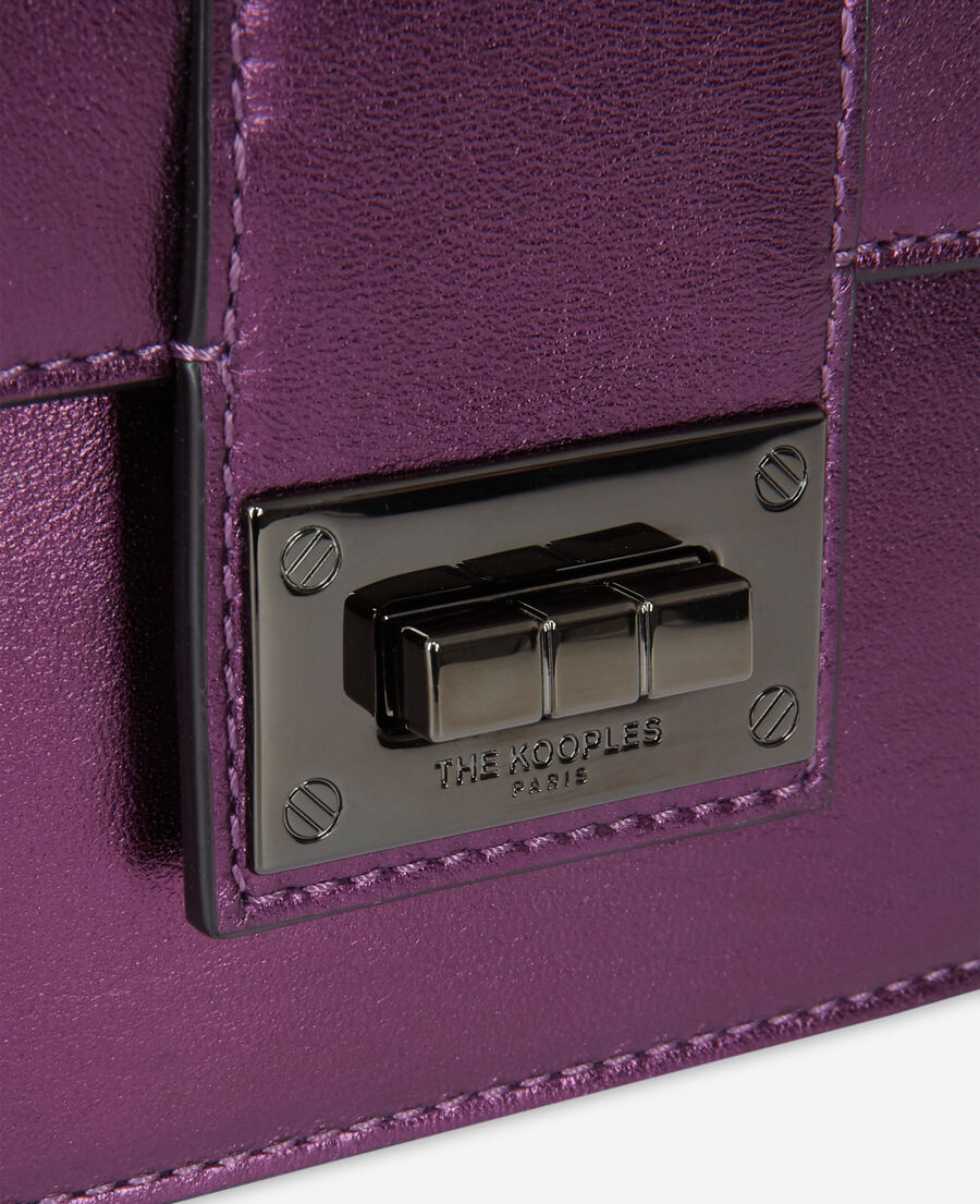 small emily clutch bag in purple leather