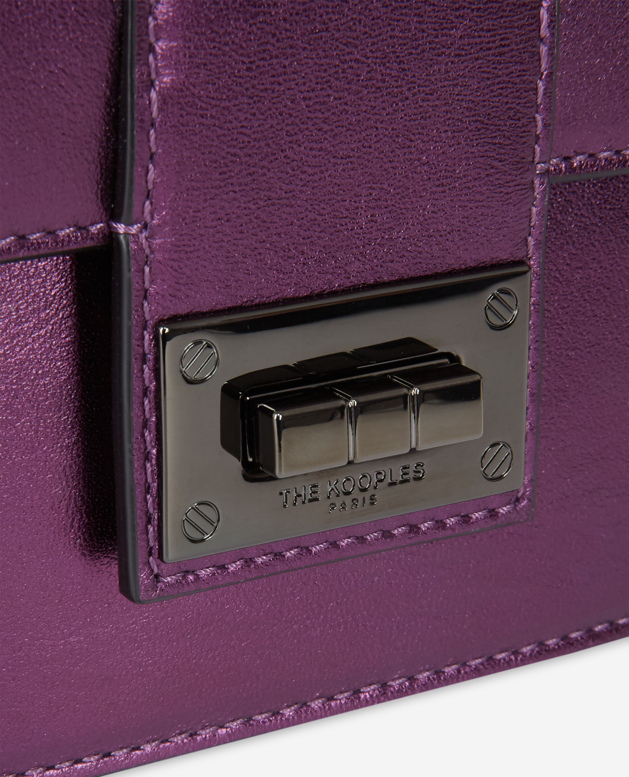 Small Emily clutch bag in purple leather, PURPLE, hi-res image number null