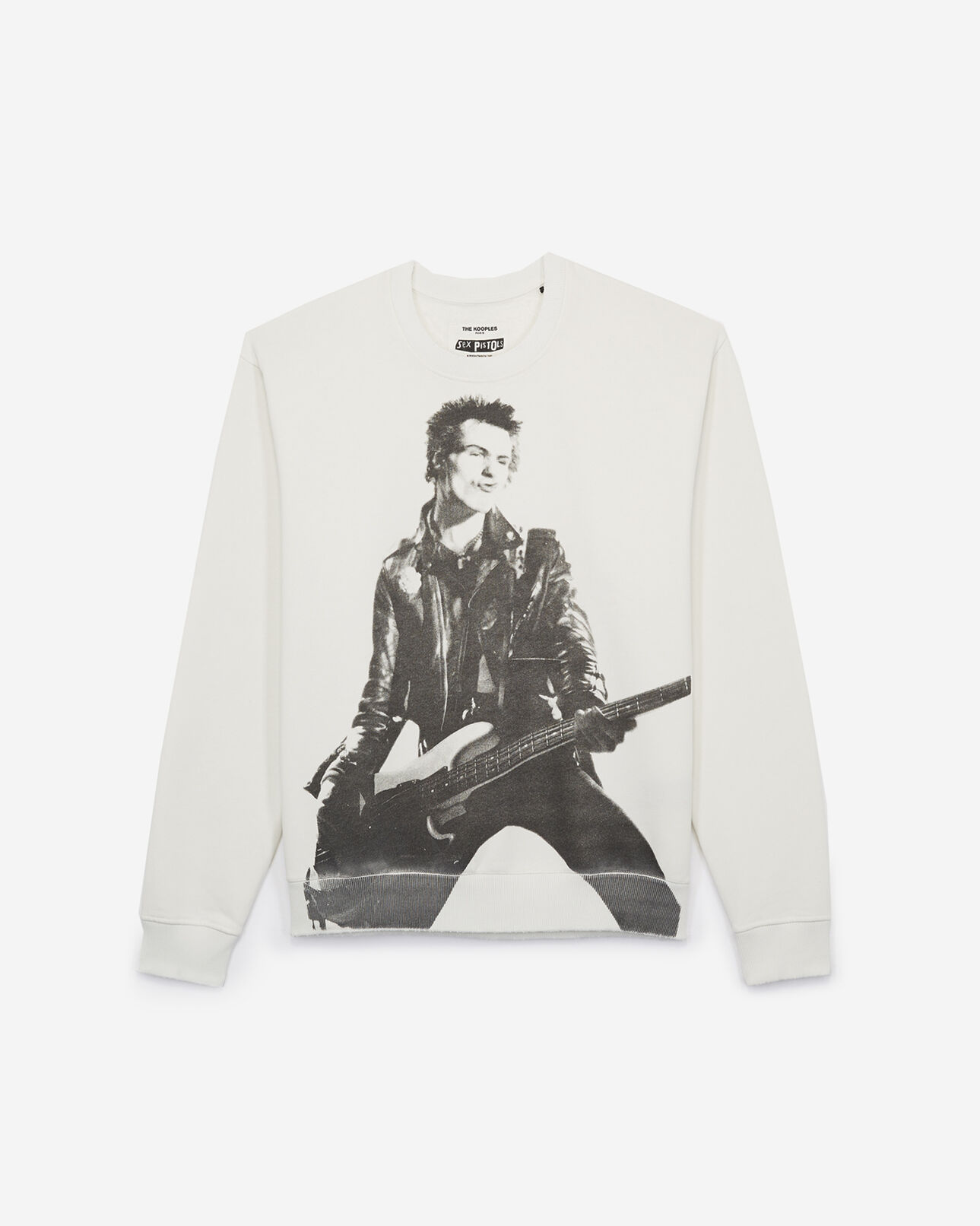The Kooples HOMME ECRU sweat blanc en coton à sérigraphie sex pistols