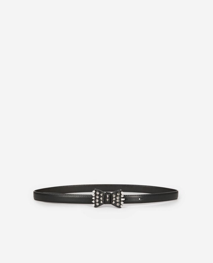 The Kooples FEMME BLACK ceinture fine avec noeud en cuir noire
