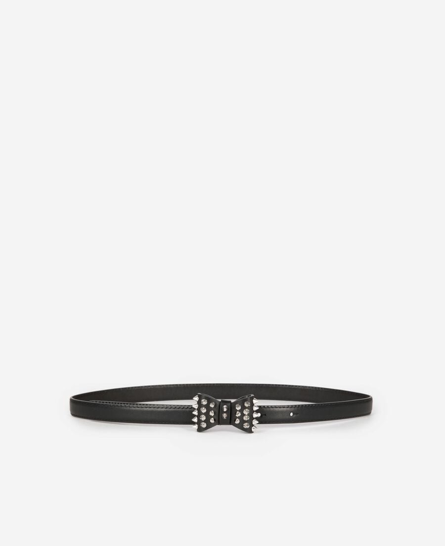 The Kooples FEMME BLACK ceinture fine avec noeud en cuir noire