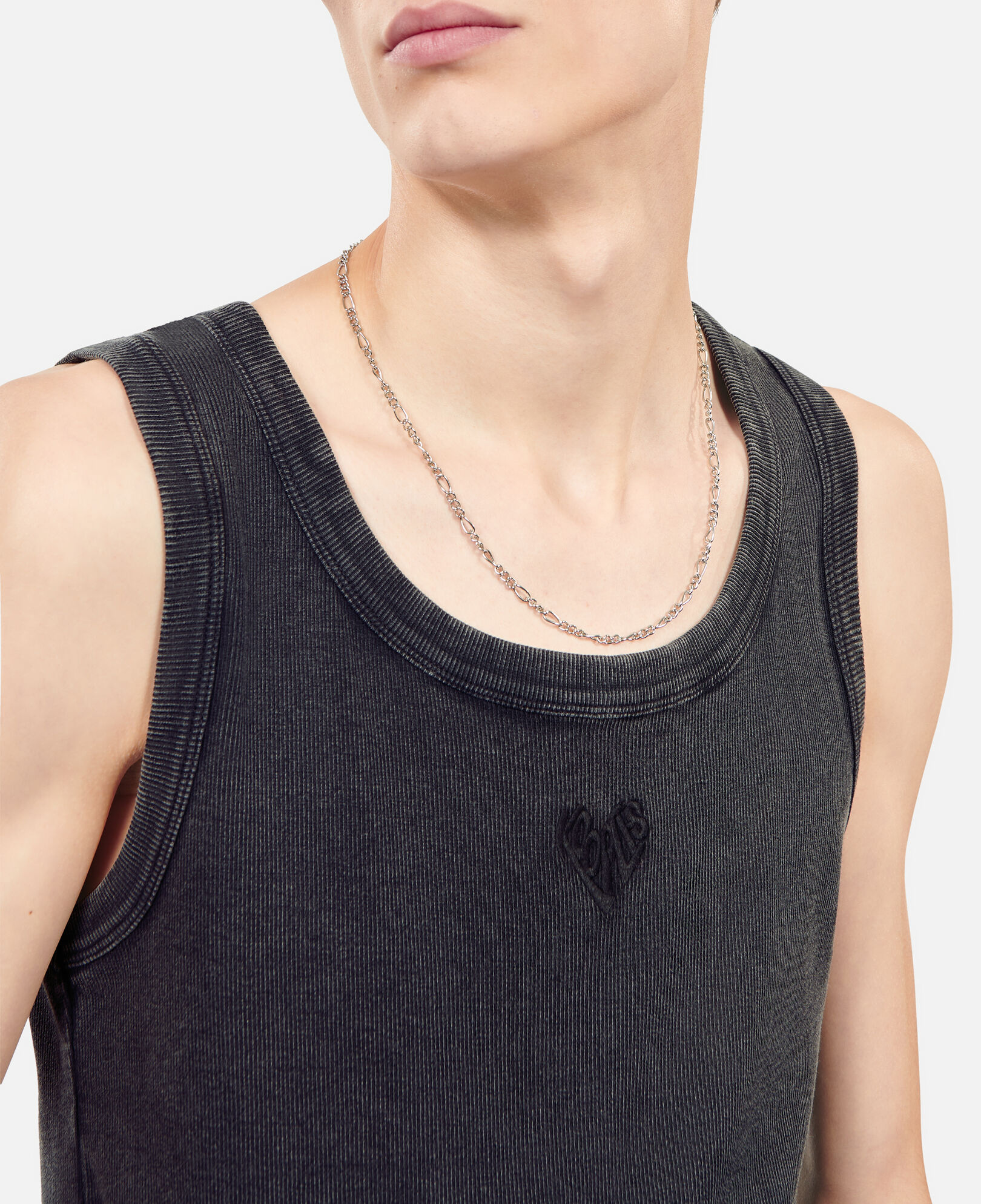 The Kooples MEN BLACK WASHED black kooples heart tank top