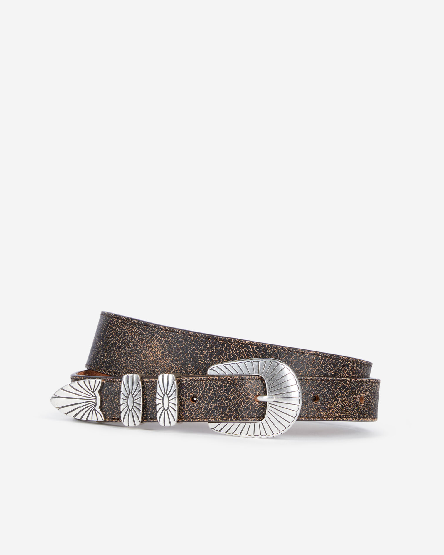 Ceinture fine en cuir marron, BROWN, hi-res image number null