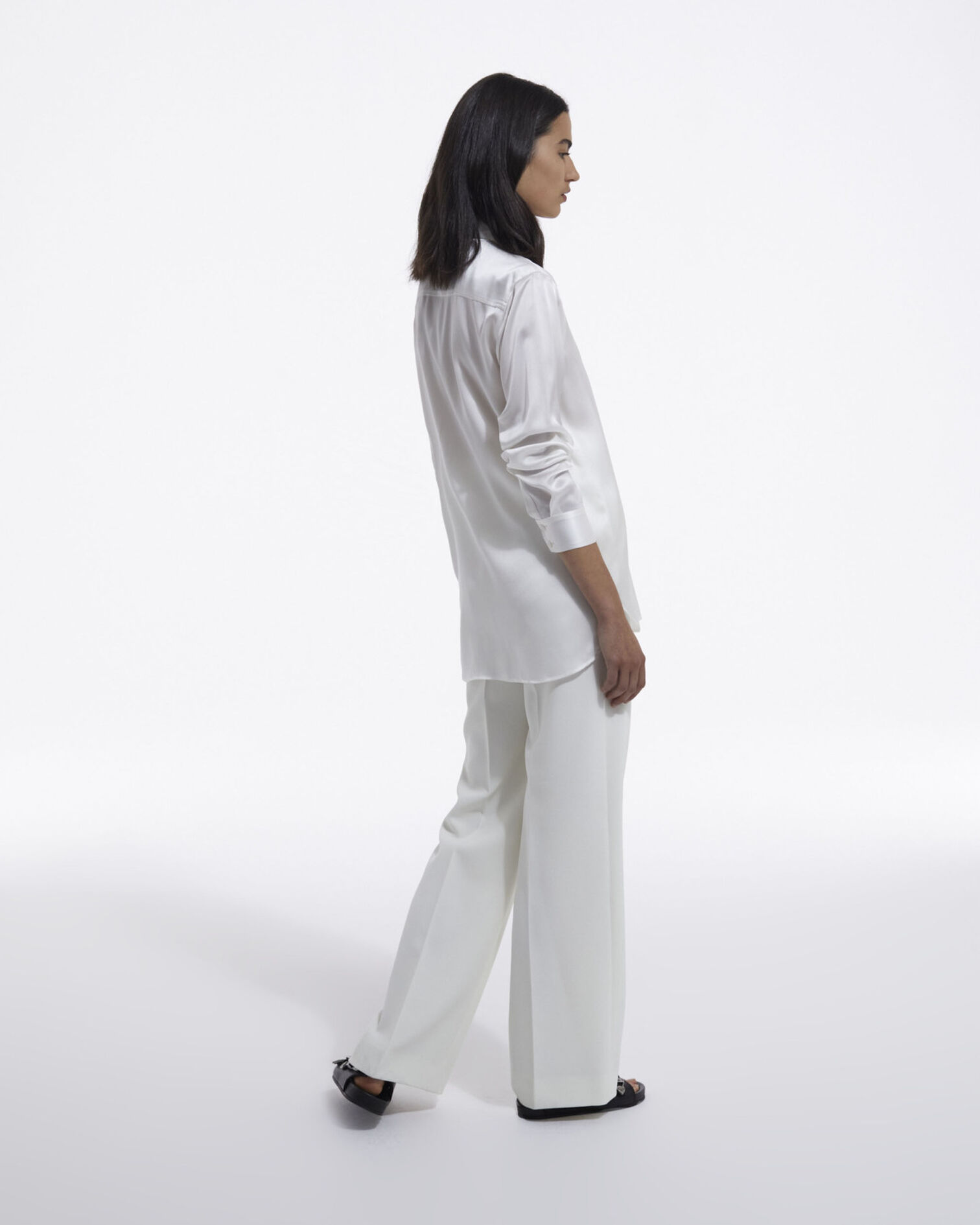 Loose white shirt with large cuffs, WHITE, hi-res image number null