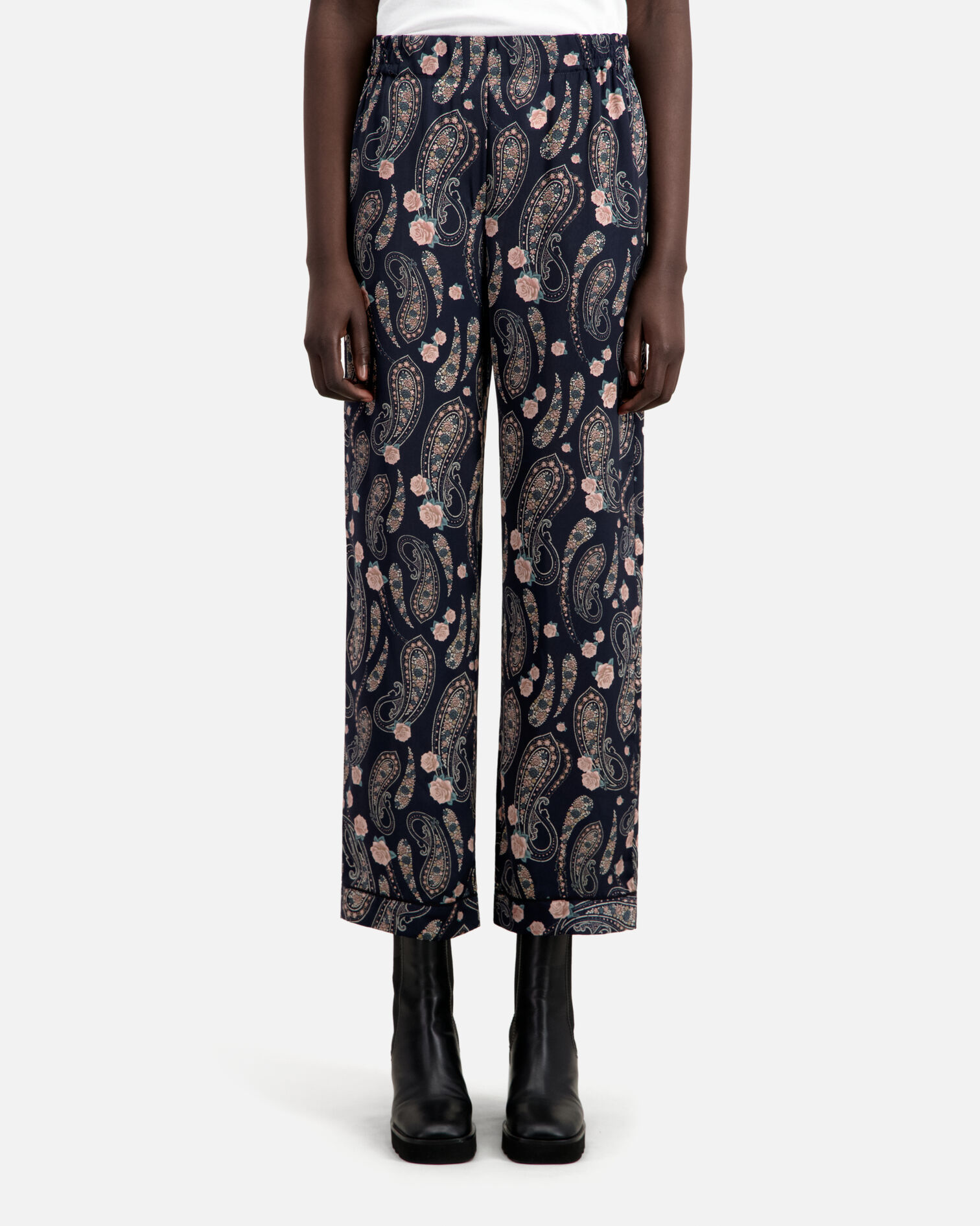 Printed trousers, BLACK / PINK, hi-res image number null