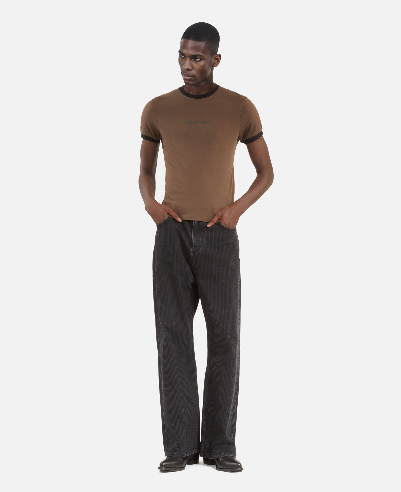 The Kooples HOMME DARK BROWN t-shirt à sérigraphie marron