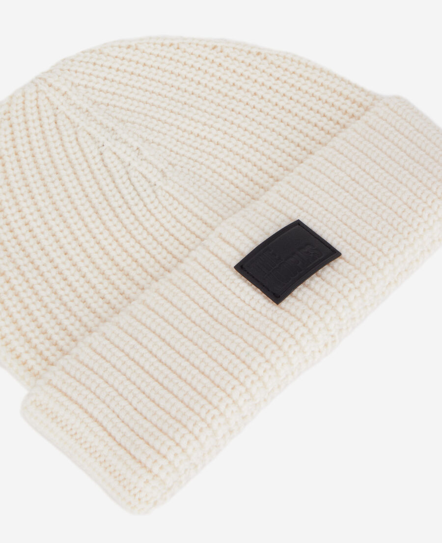 ecru ribbed wool beanie