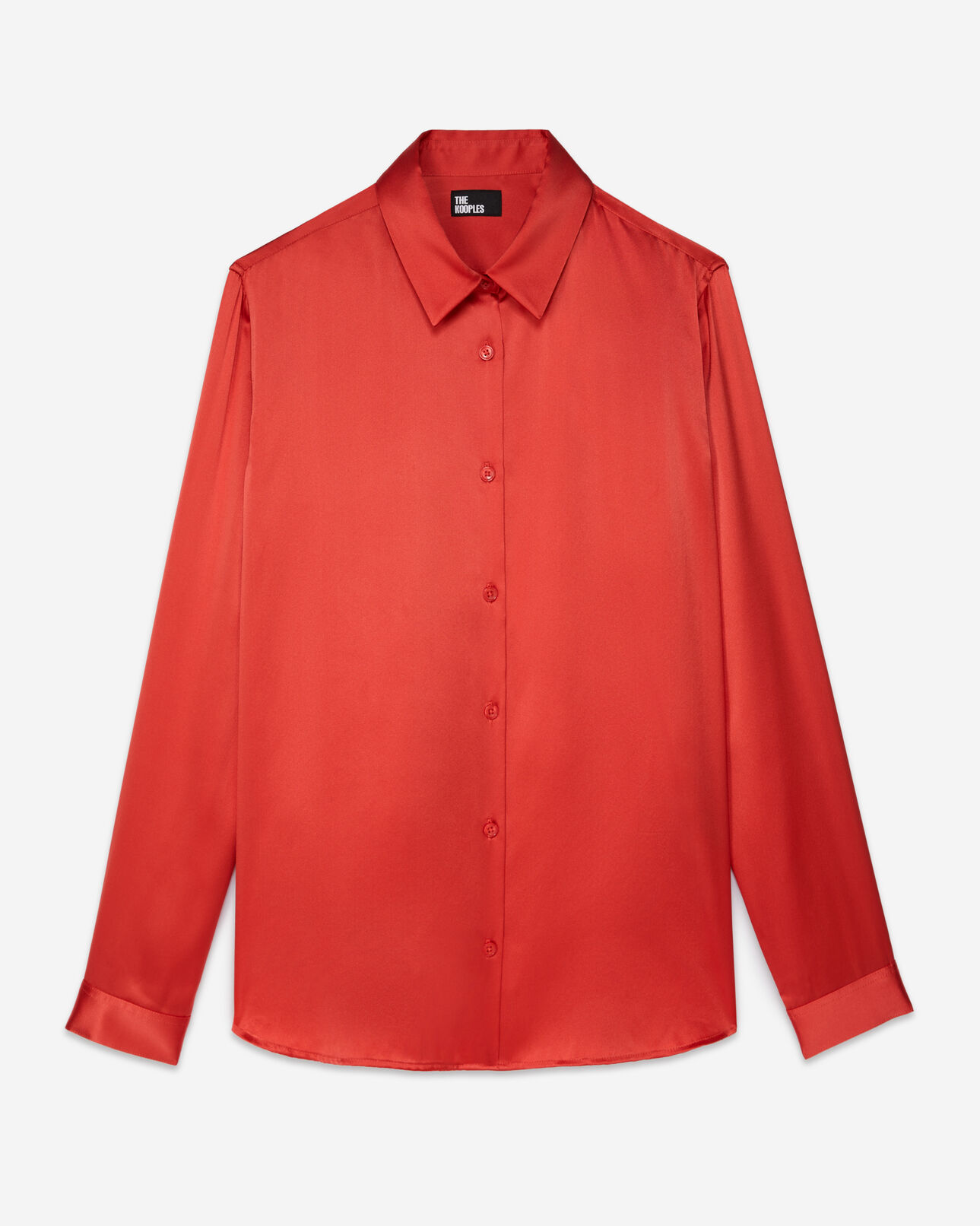 The Kooples MUJER RED BRIQUE camisa roja satén seda