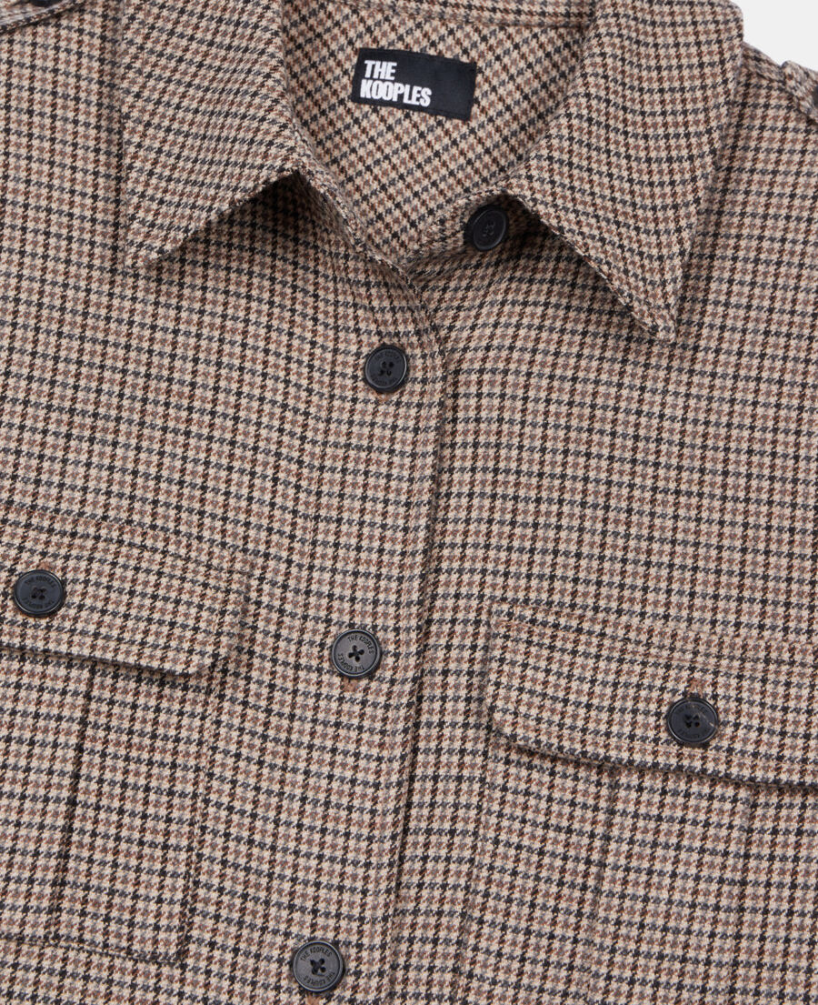 The Kooples WOMEN BEIGE-BROWN long checked shirt