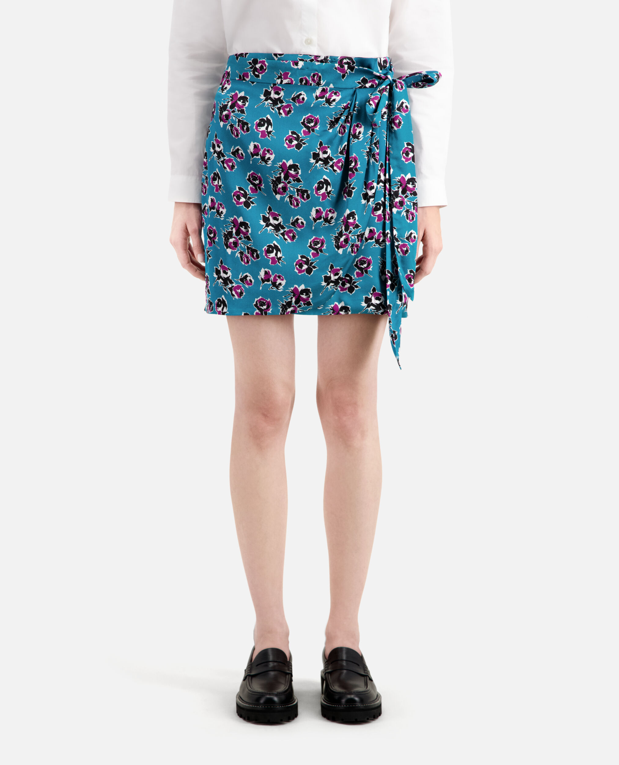 Kurzer Wickelrock mit Print, PINK - BLUE, hi-res image number null