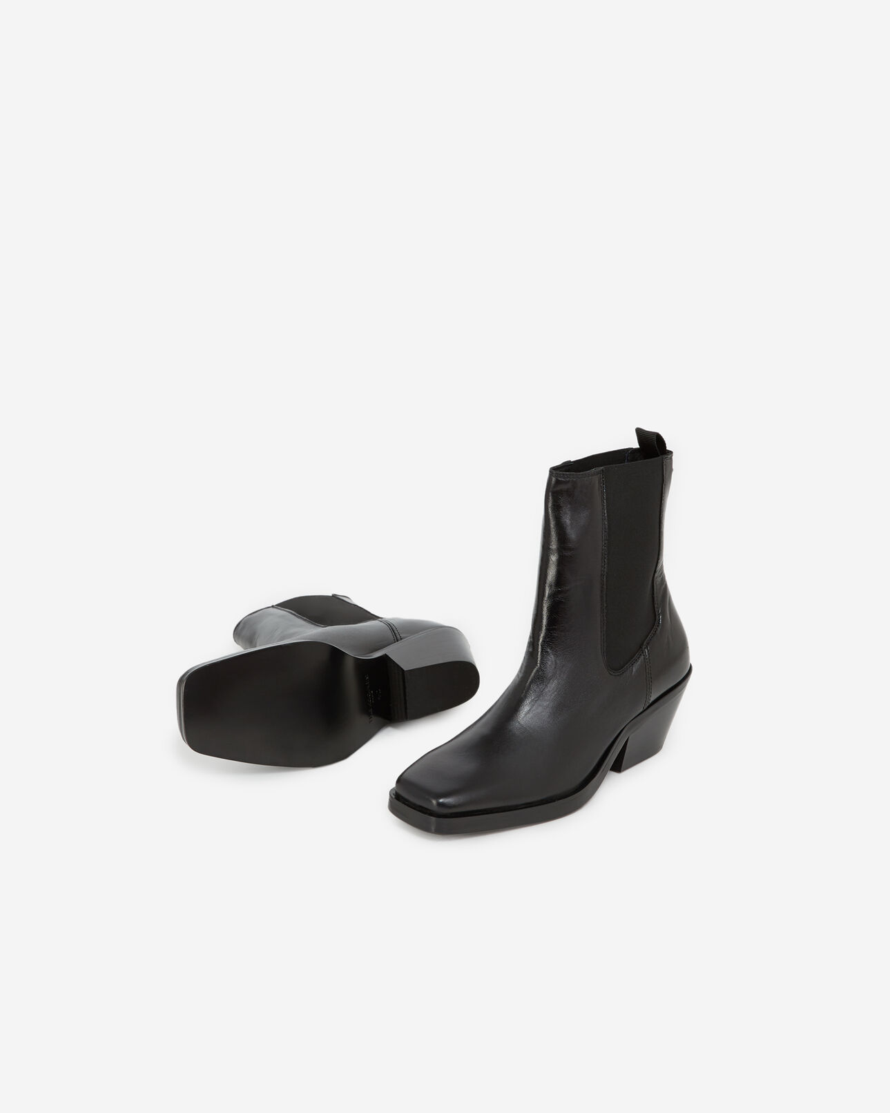 The Kooples F BLACK black leather ankle boots with flat sole