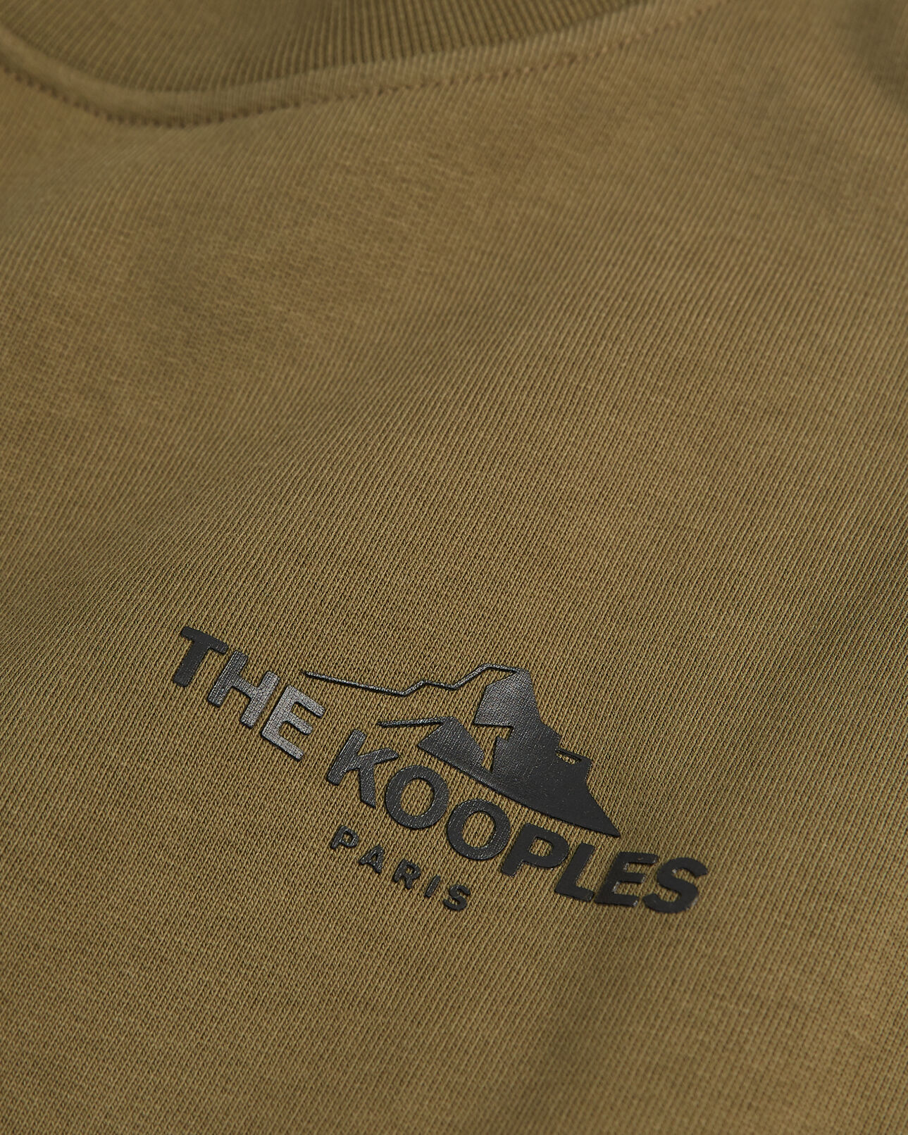 The Kooples MEN OLIVE NIGHT khaki crew neck cotton sweatshirt black logo