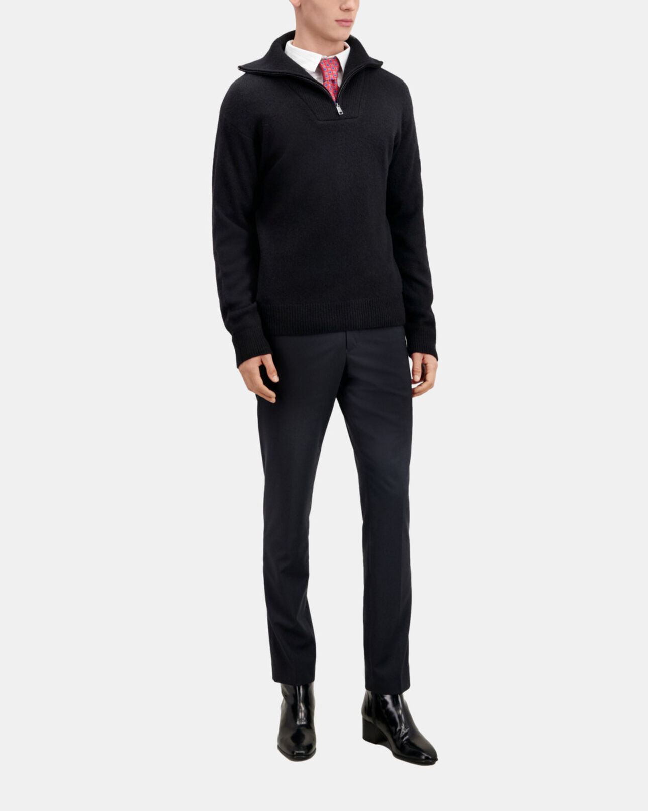 The Kooples HOMME BLACK pull en laine mélangée avec zip noir