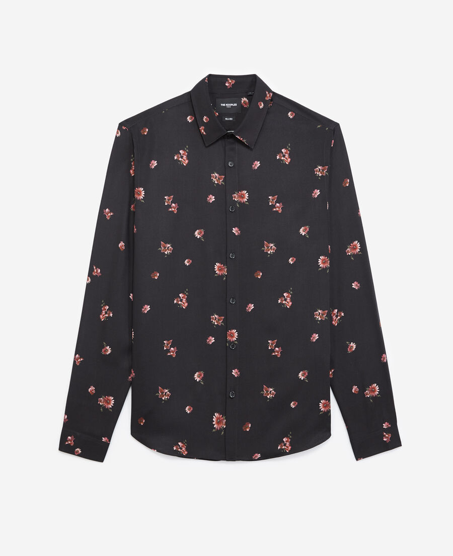 The Kooples HOMME BLACK / PINK chemise noire imprimée col classique