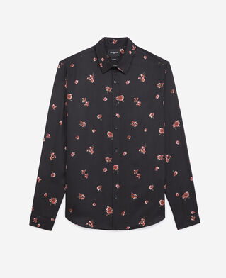 The Kooples HOMME BLACK / PINK chemise noire imprimée col classique