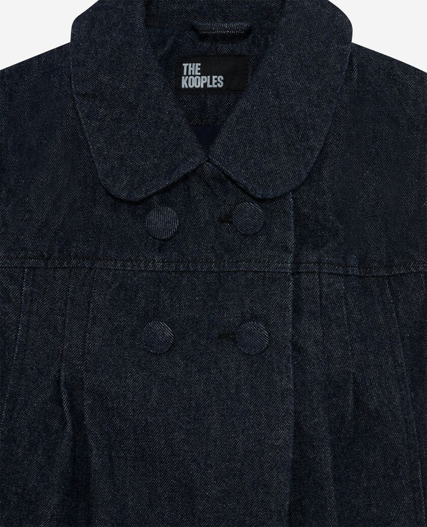 The Kooples FEMME BLUE ELECTRIC blouson manches courtes en denim bleu fonc&eacute;