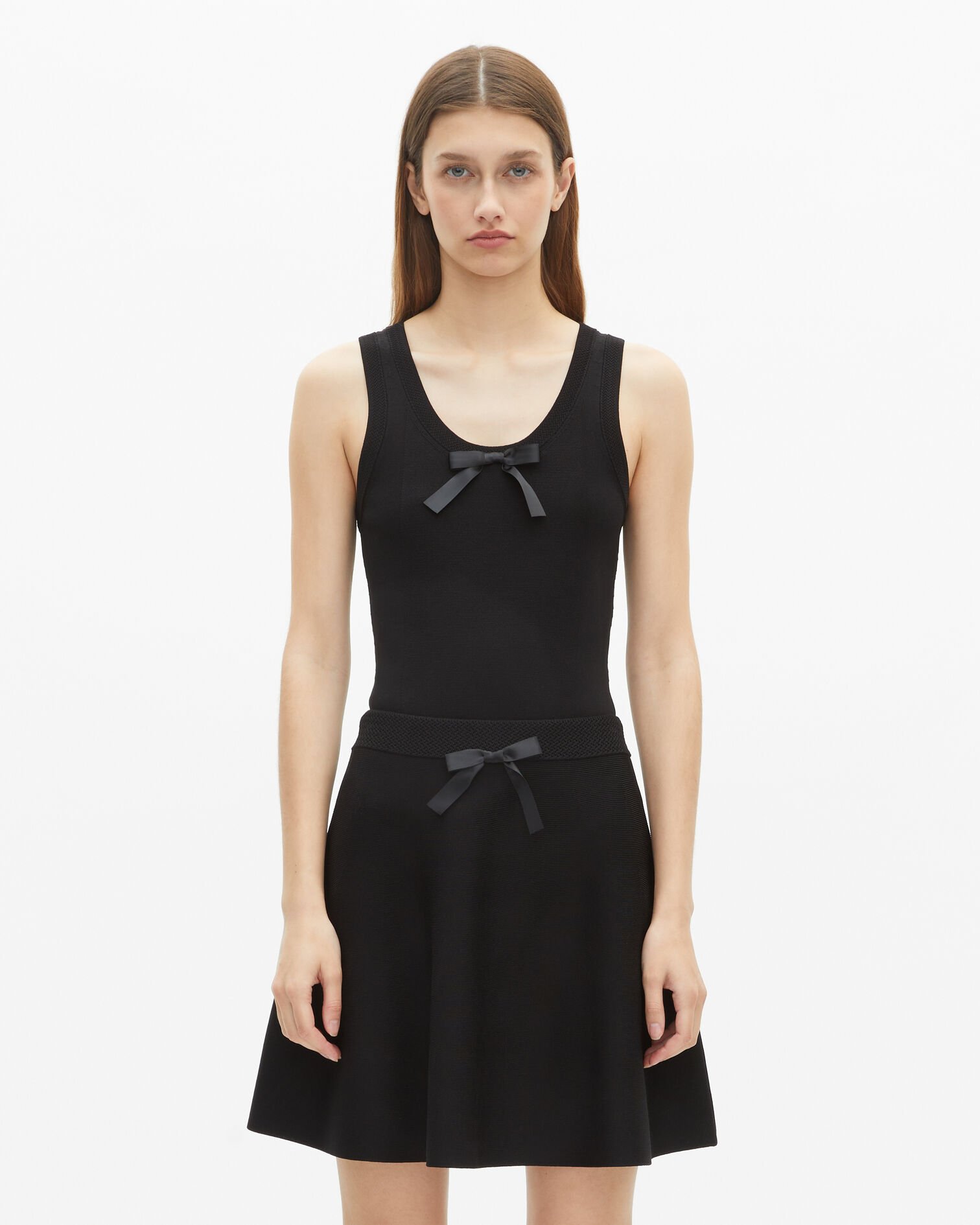 Jupe courte en maille noire, BLACK, hi-res image number null