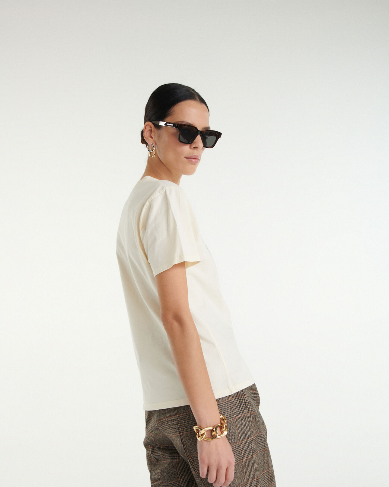 The Kooples WOMEN ECRU ecru cotton printed t-shirt with mountain