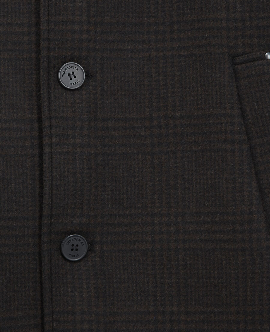 long black and brown checked coat