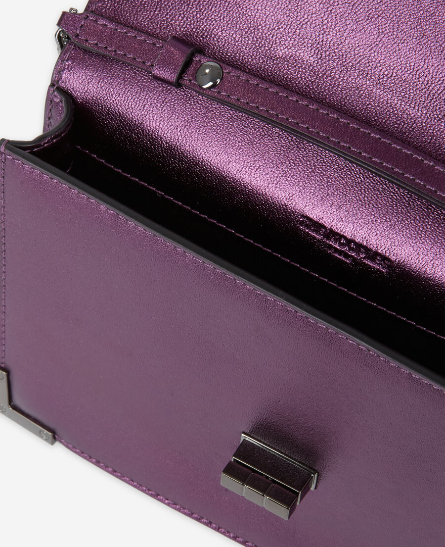 medium emily clutch bag in purple leather