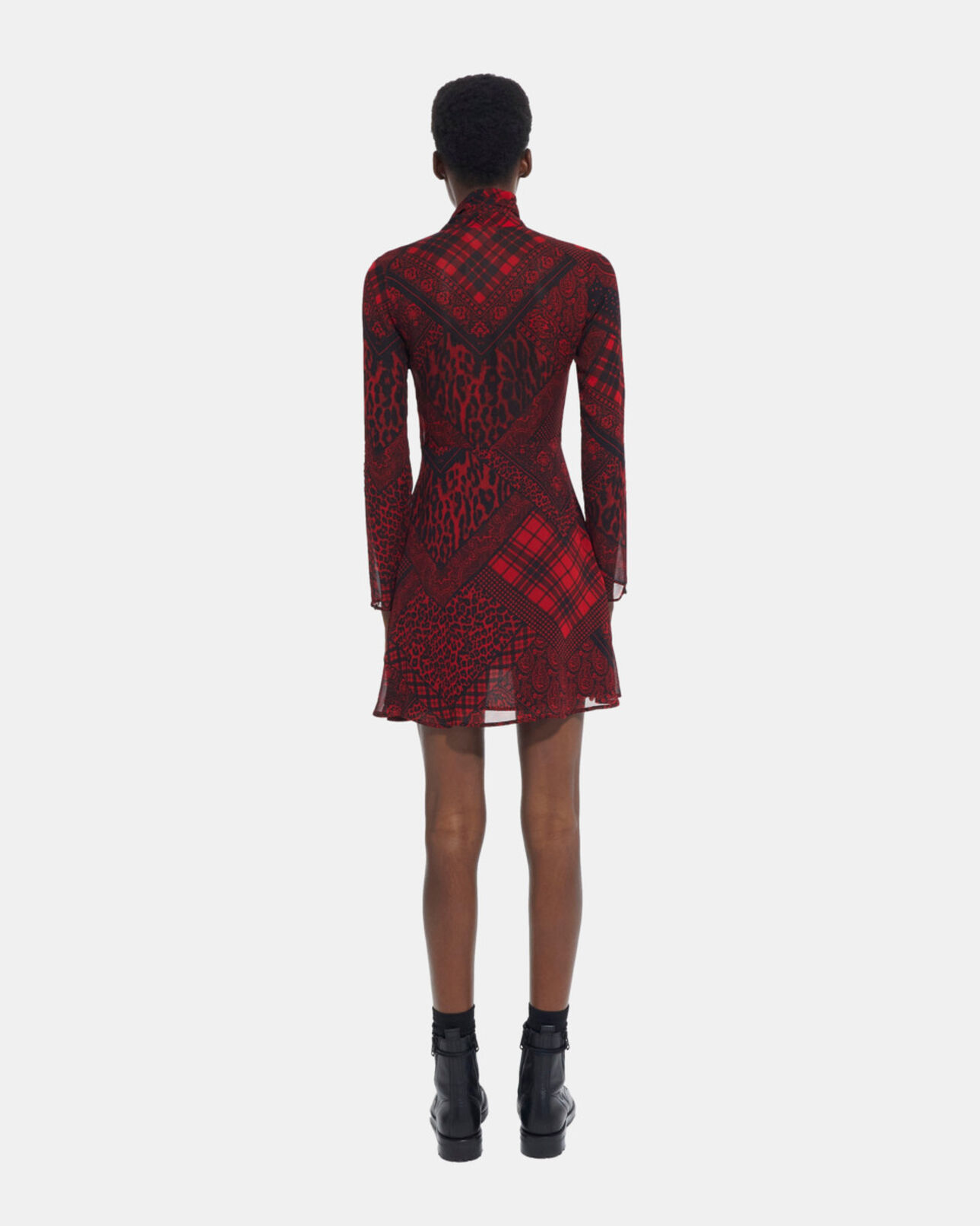 The Kooples FEMME RED / BLACK robe courte imprimée rouge