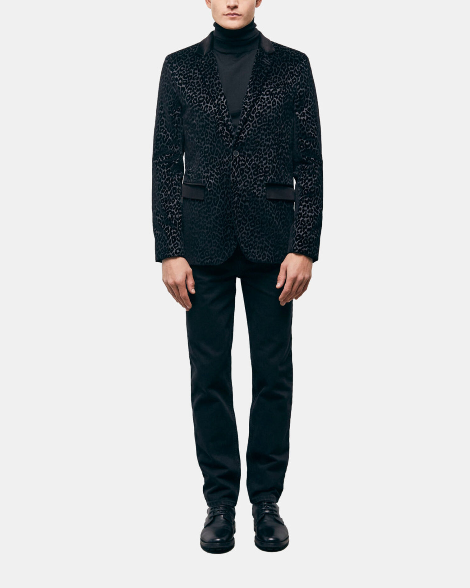 Black leopard print suit vest, BLACK, hi-res image number null