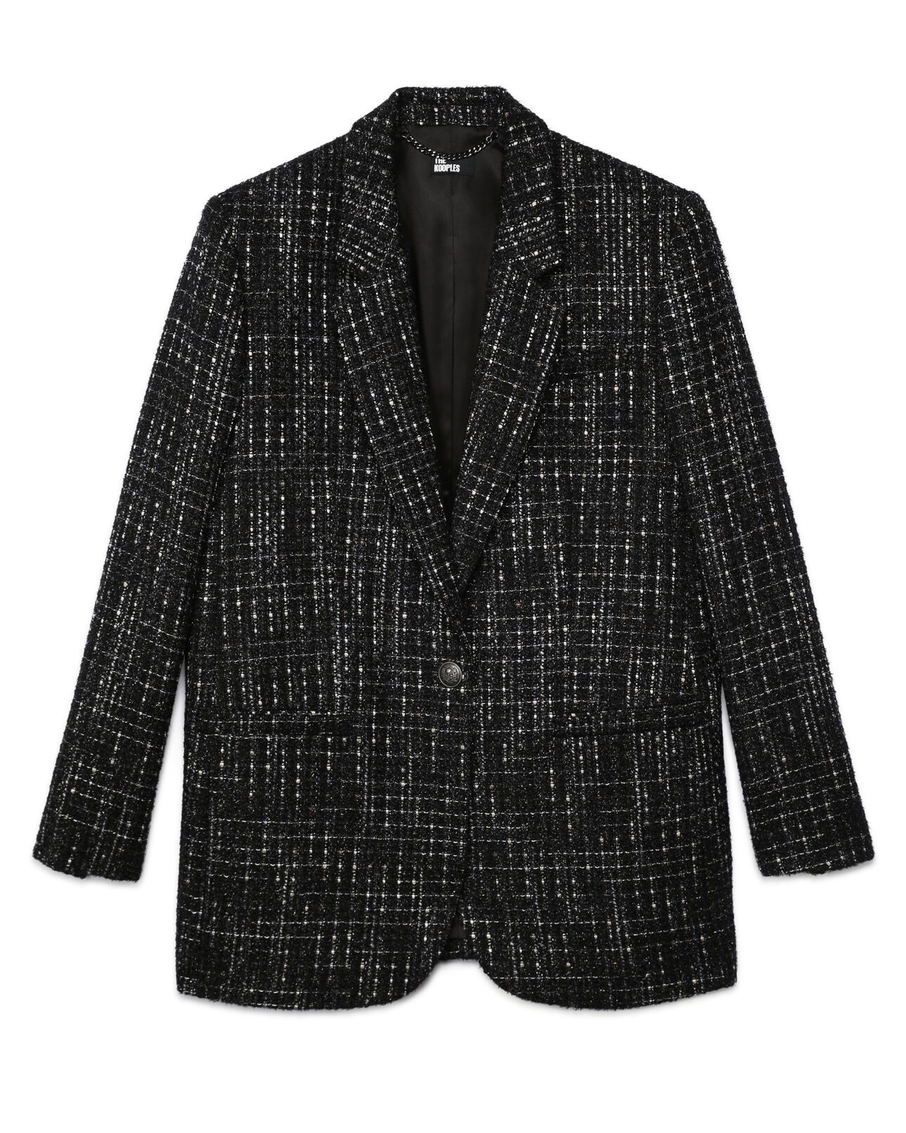 The Kooples WOMEN BLACK WHITE black and white tweed suit jacket