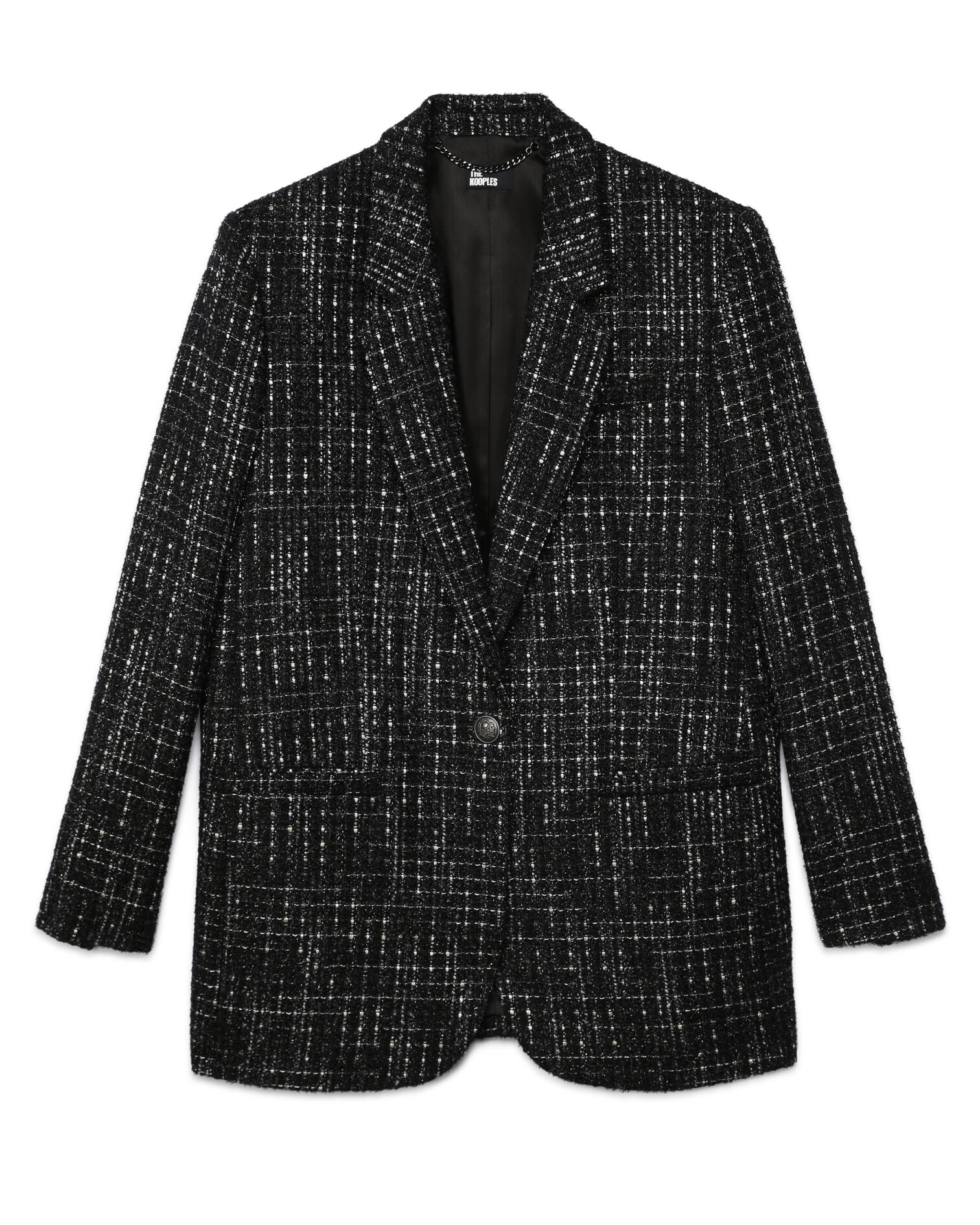 Black and white tweed suit jacket, BLACK WHITE, hi-res image number null