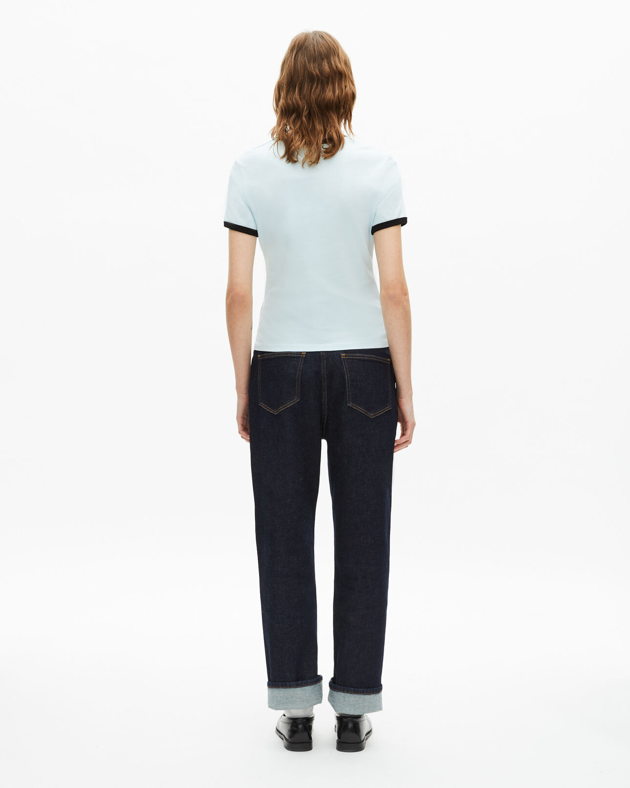 The Kooples WOMEN BABY BLUE light blue ribbon embroidery t-shirt