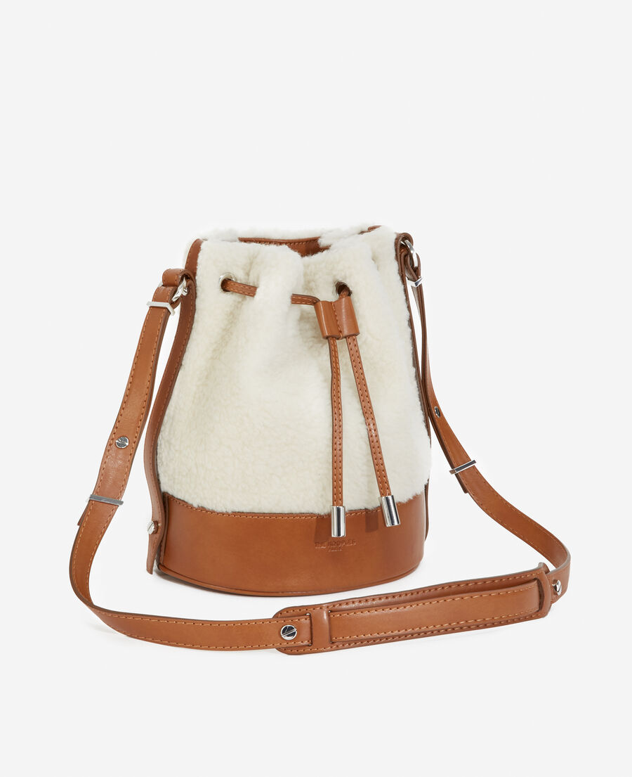 medium tina bag in ecru and camel dual fabric