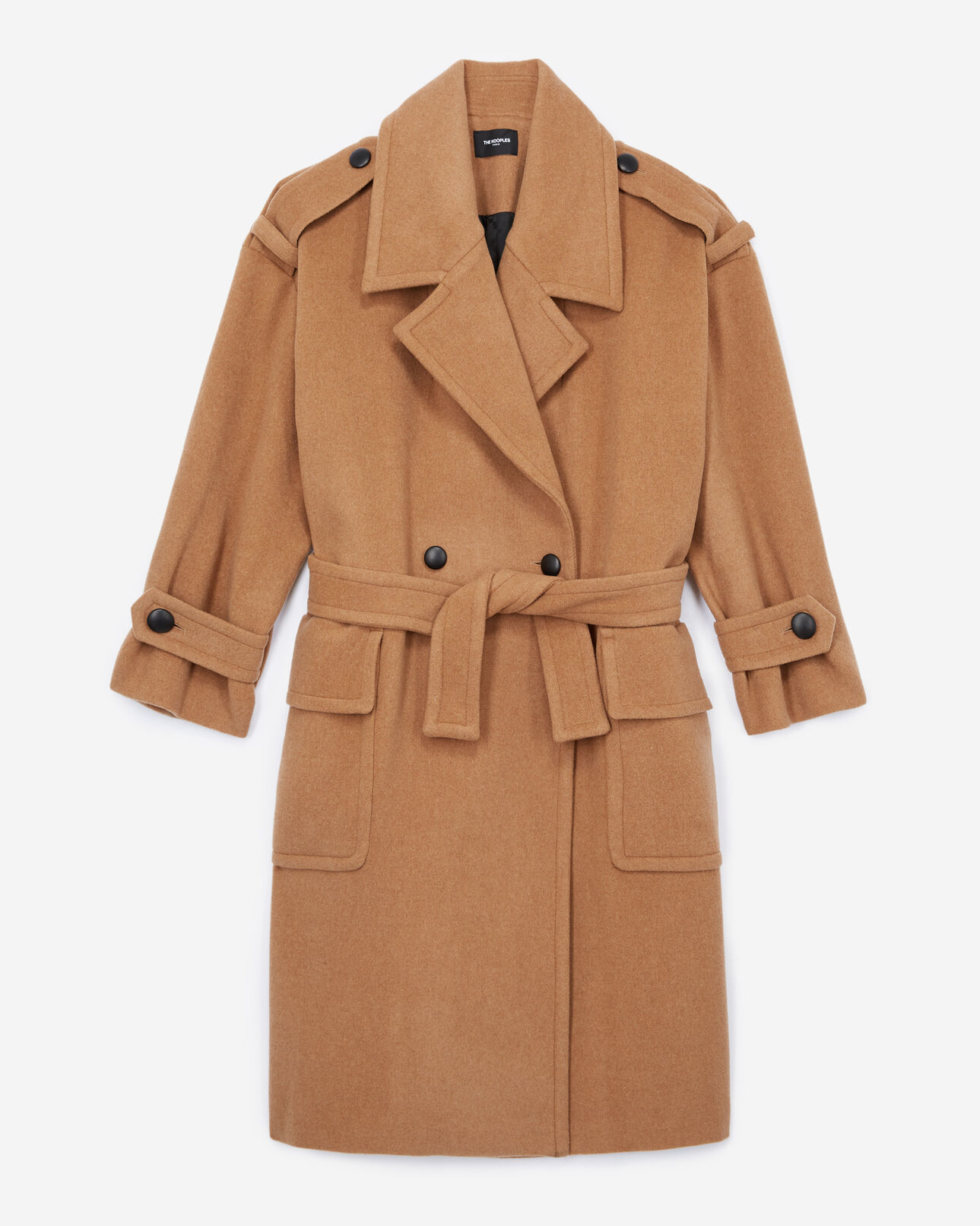 The Kooples FEMME CAMEL manteau laine camel ample ceinturé