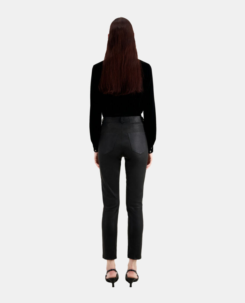 The Kooples FEMME BLACK pantalon slim en cuir noir