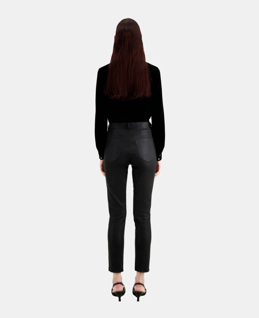 The Kooples FEMME BLACK pantalon slim en cuir noir