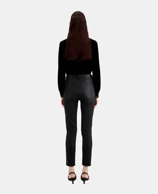 The Kooples FEMME BLACK pantalon slim en cuir noir