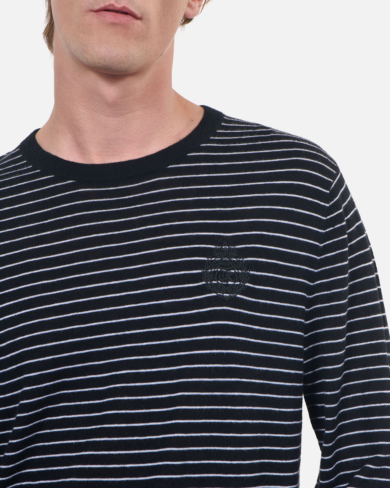 The Kooples HOMME BLACK / WHITE pull en laine à rayures