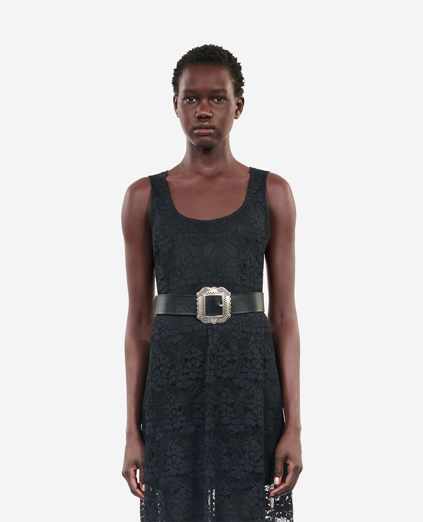 The Kooples FEMME BLACK robe longue en dentelle noire