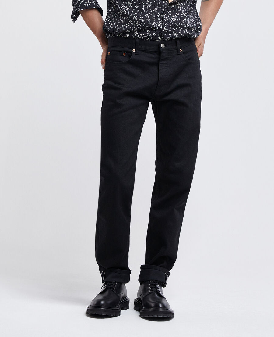 slim-fit black jeans with silver rivets