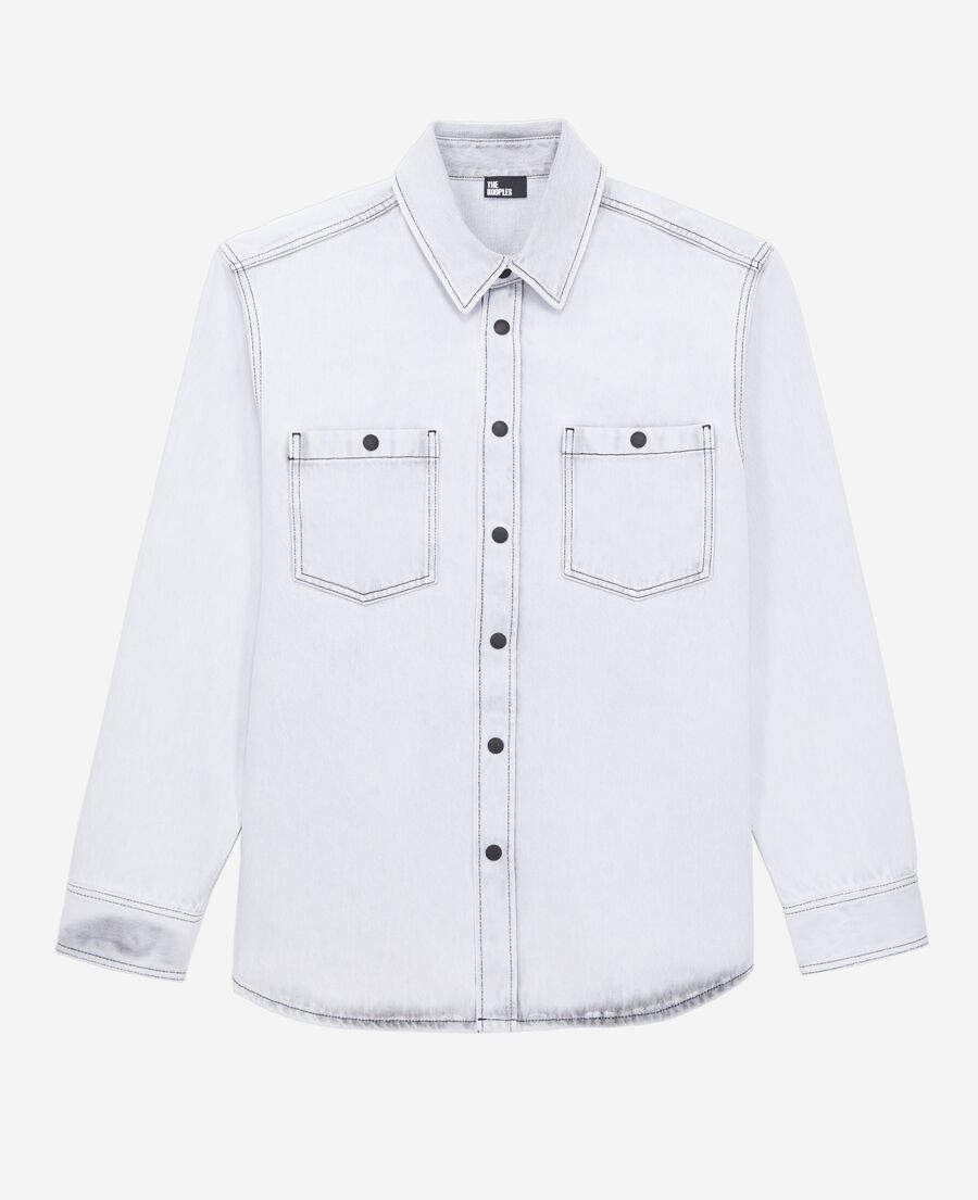 chemise blanche en denim décoloré