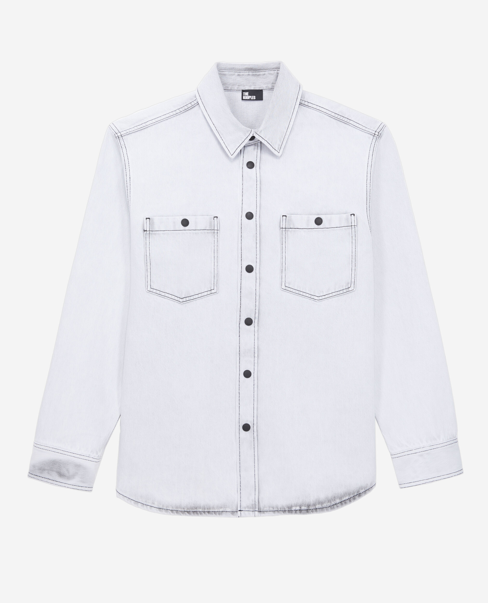 Chemise blanche en denim décoloré, WHITE BLEACH, hi-res image number null