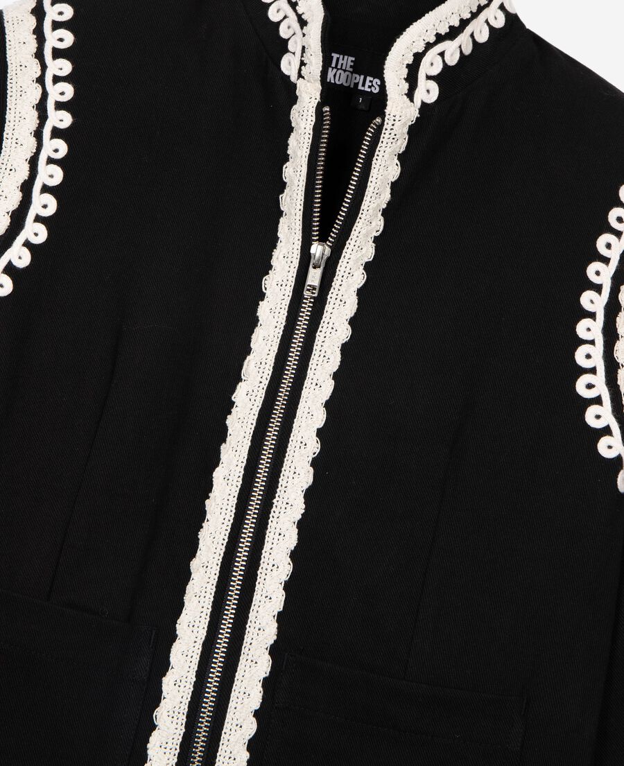 The Kooples FEMME BLACK blouson brod&eacute; en coton noir