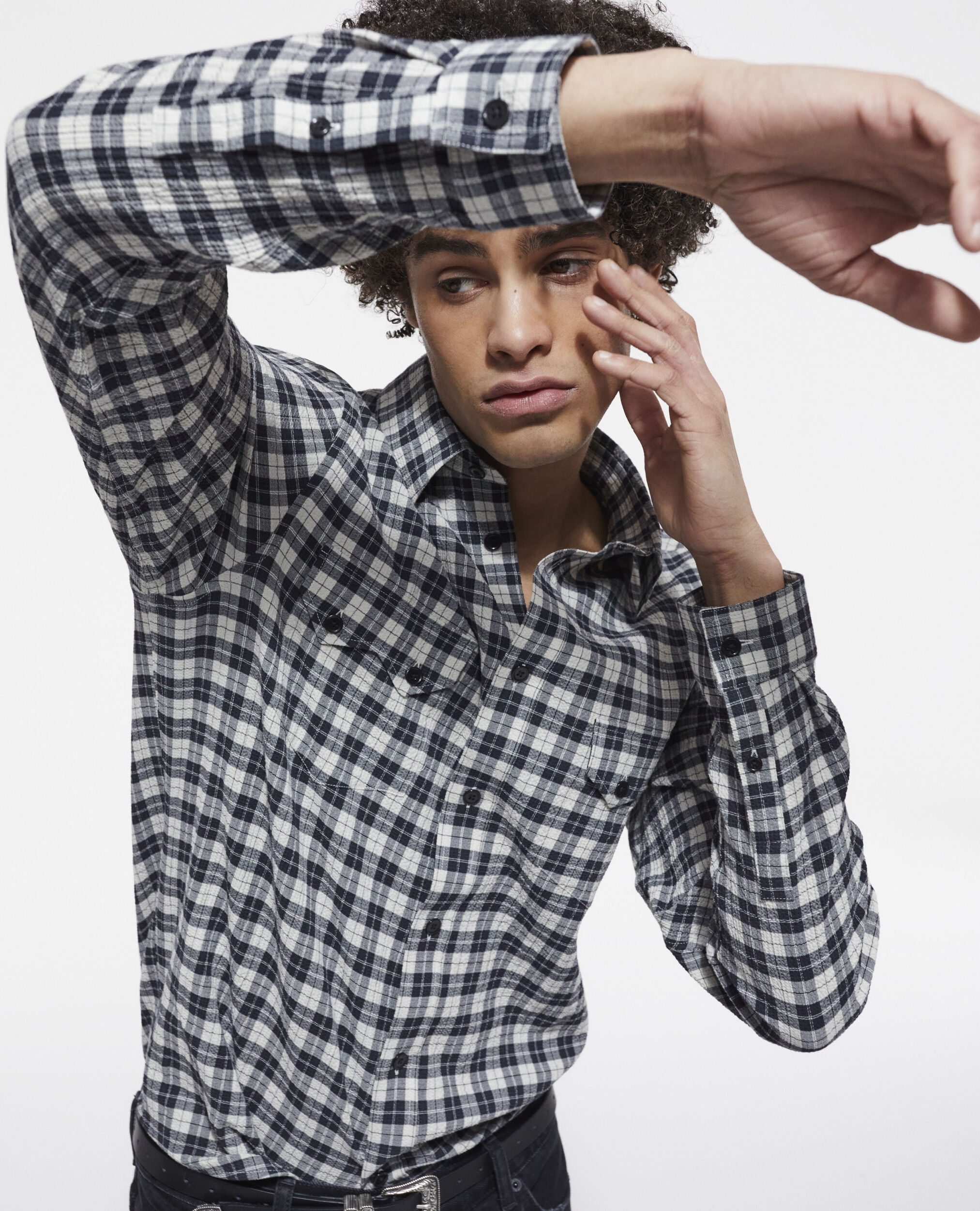 Check shirt with classic collar