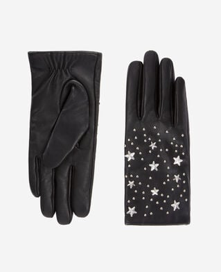 The Kooples FEMME BLACK gants femme en cuir noir avec &eacute;toiles