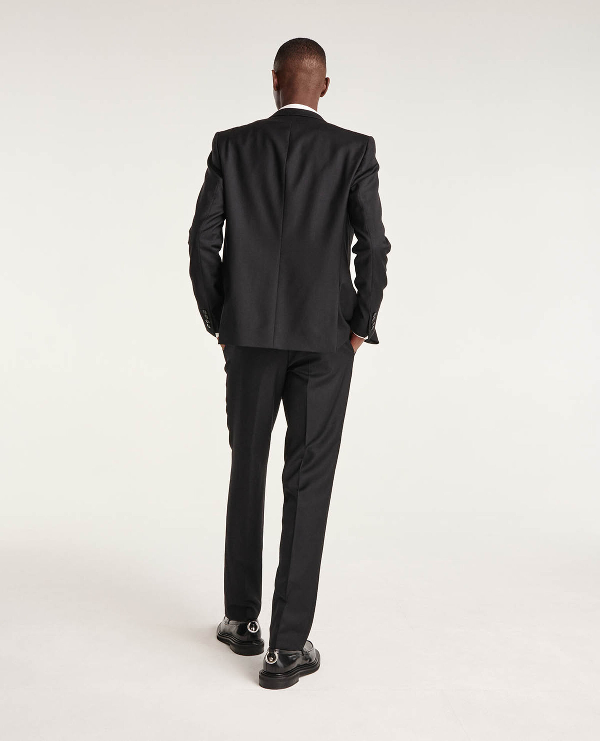 Chaleco de traje negro de lana con botones, BLACK, hi-res image number null