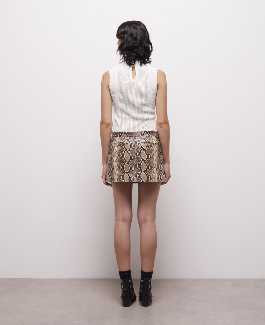 snakeskin-effect leather skirt