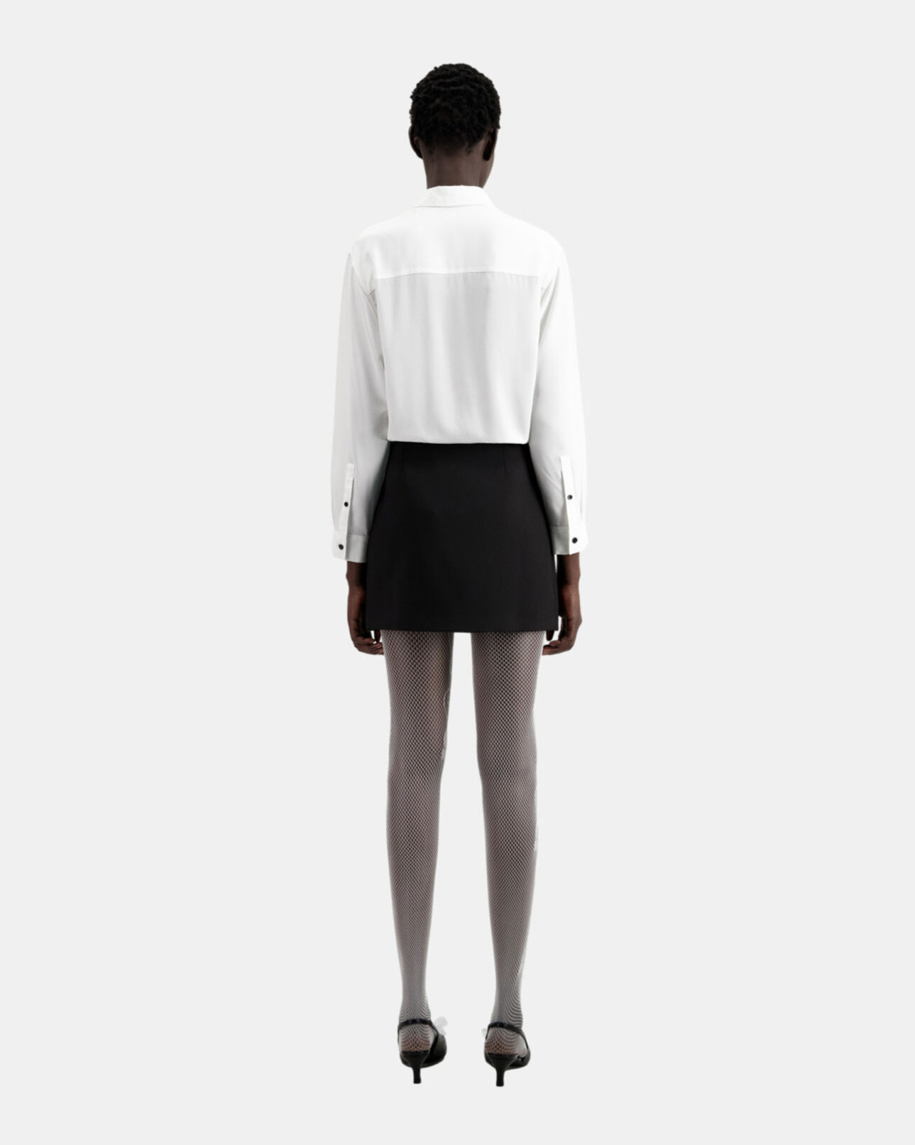 The Kooples WOMEN BLACK short black crepe skirt
