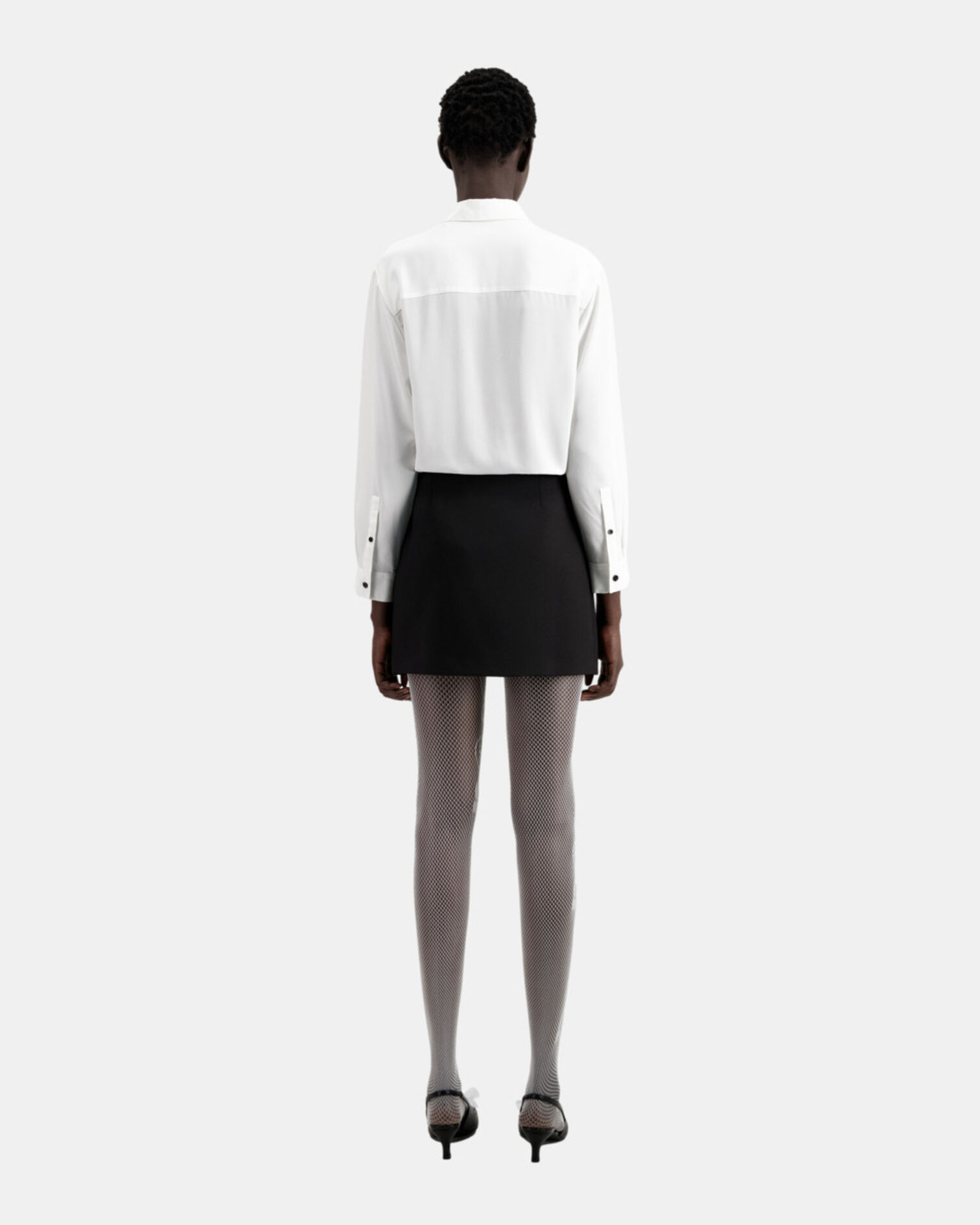 Short black crepe skirt, BLACK, hi-res image number null