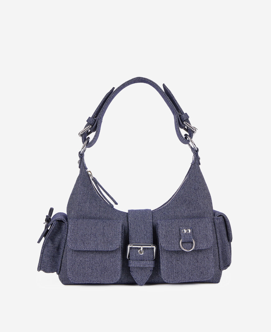 The Kooples WOMEN USED RAPIECE blue denim amelia bag