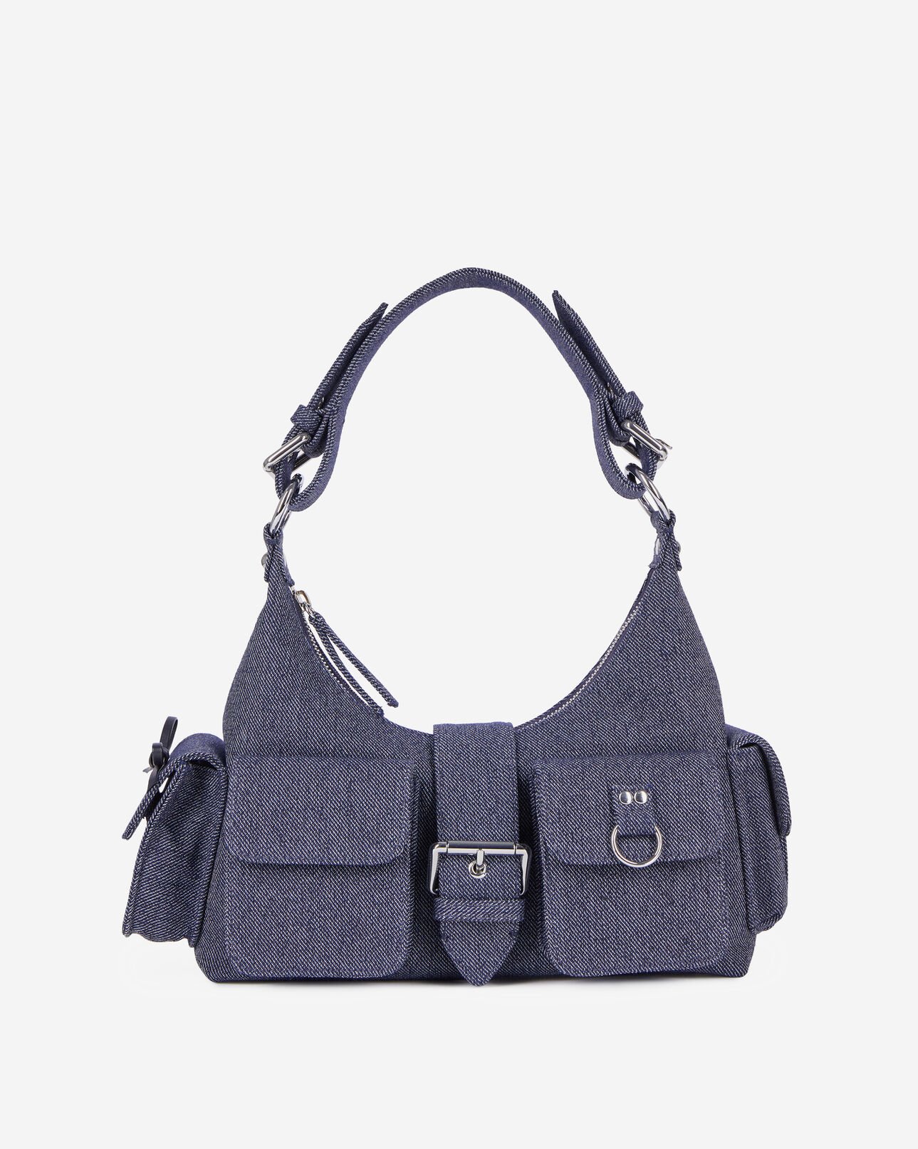 The Kooples WOMEN USED RAPIECE blue denim amelia bag