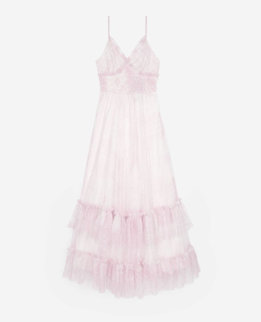 The Kooples WOMEN WHITE - PINK long dress in pale pink printed tulle