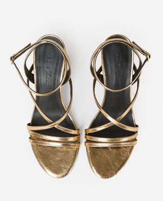 The Kooples F SHINY GOLD gold leather heeled sandals